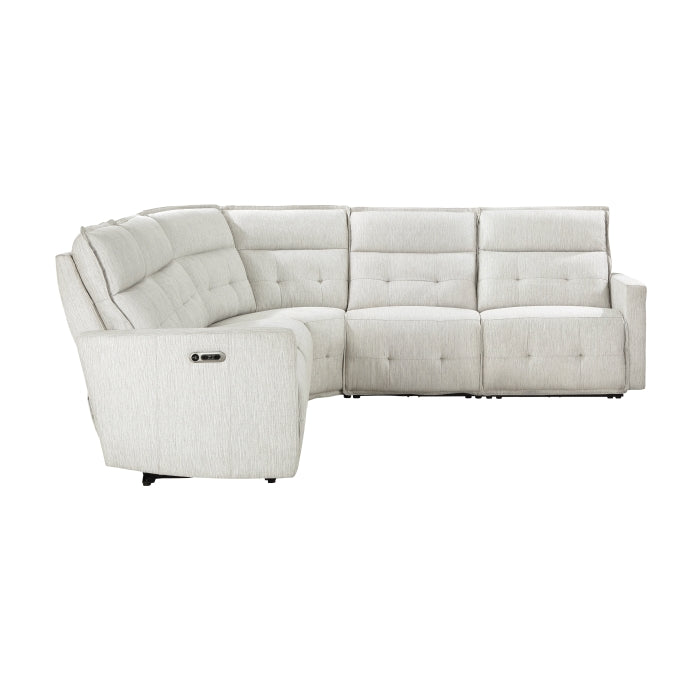 Homelegance - Salida 5 Piece Modular Power Reclining Sectional in White - 9444HMP*5SCPWH - GreatFurnitureDeal