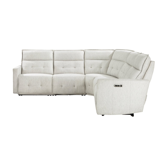 Homelegance - Salida 5 Piece Modular Power Reclining Sectional in White - 9444HMP*5SCPWH - GreatFurnitureDeal