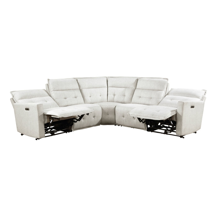 Homelegance - Salida 5 Piece Modular Power Reclining Sectional in White - 9444HMP*5SCPWH - GreatFurnitureDeal