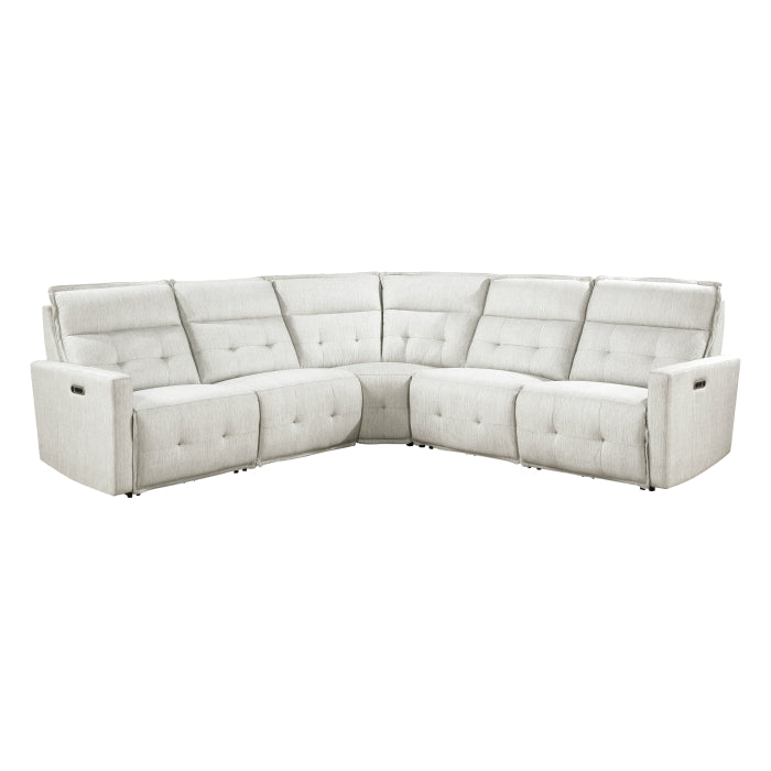 Homelegance - Salida 5 Piece Modular Power Reclining Sectional in White - 9444HMP*5SCPWH - GreatFurnitureDeal