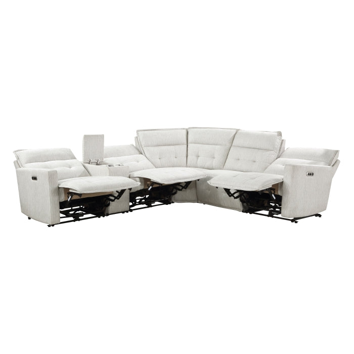 Homelegance - Salida 6 Piece Modular Power Reclining Sectional with Power Headrests in White - 9444HMP*6SCPWH - GreatFurnitureDeal