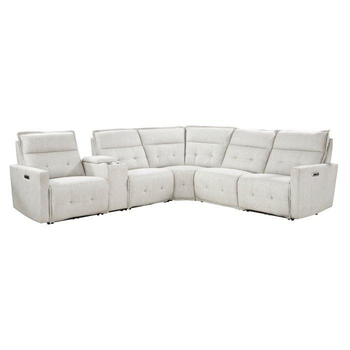 Homelegance - Salida 6 Piece Modular Power Reclining Sectional with Power Headrests in White - 9444HMP*6SCPWH - GreatFurnitureDeal