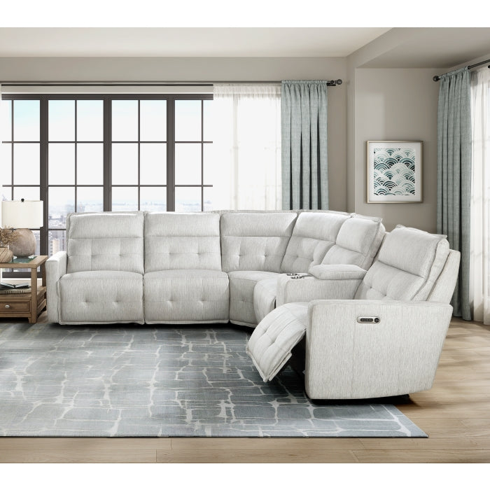 Homelegance - Salida 6 Piece Modular Power Reclining Sectional with Power Headrests in White - 9444HMP*6SCPWH - GreatFurnitureDeal