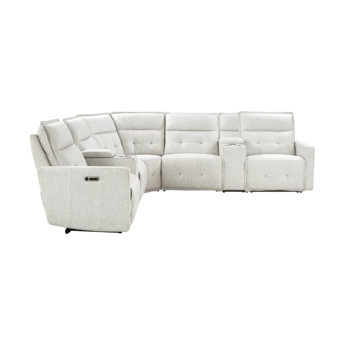 Homelegance - Salida 7 Piece Modular Power Reclining Sectional in White - 9444HMP*7SCPWH - GreatFurnitureDeal