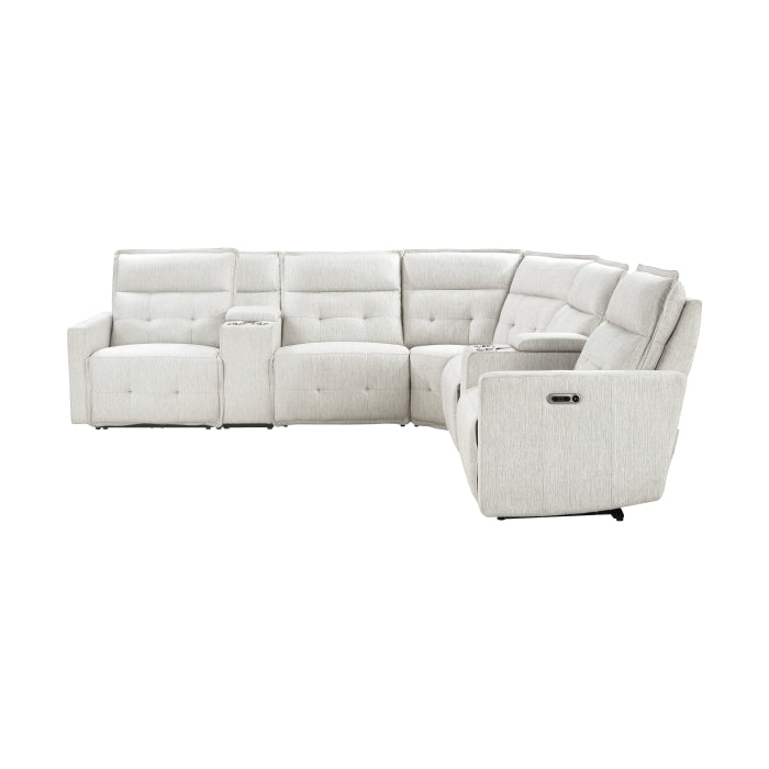 Homelegance - Salida 7 Piece Modular Power Reclining Sectional in White - 9444HMP*7SCPWH - GreatFurnitureDeal