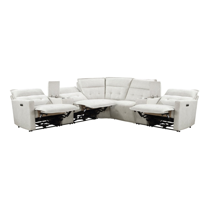 Homelegance - Salida 7 Piece Modular Power Reclining Sectional in White - 9444HMP*7SCPWH - GreatFurnitureDeal