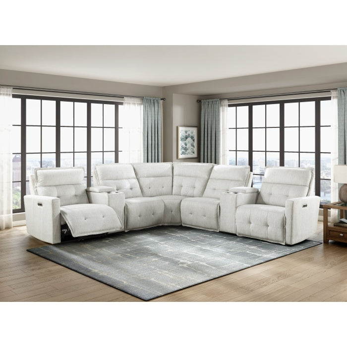 Homelegance - Salida 7 Piece Modular Power Reclining Sectional in White - 9444HMP*7SCPWH - GreatFurnitureDeal
