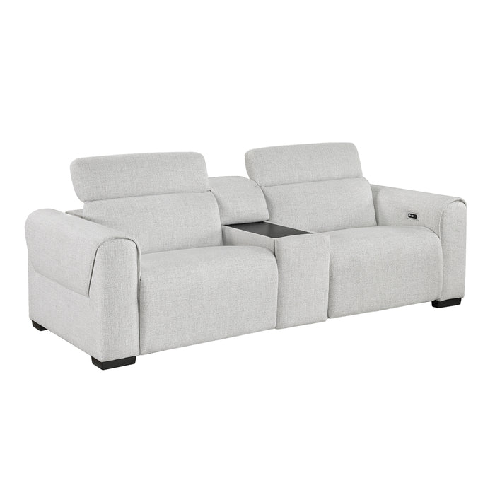 Homelegance - 9455CLD Power Double Reclining Love Seat with Center Console and Power Headrests, Charging Ports - 9455CLD-2CNPWH - GreatFurnitureDeal