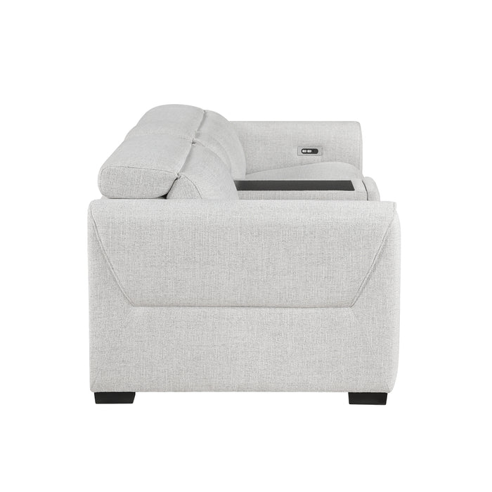 Homelegance - 9455CLD Power Double Reclining Love Seat with Center Console and Power Headrests, Charging Ports - 9455CLD-2CNPWH - GreatFurnitureDeal