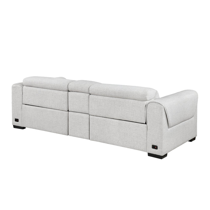 Homelegance - 9455CLD Power Double Reclining Love Seat with Center Console and Power Headrests, Charging Ports - 9455CLD-2CNPWH - GreatFurnitureDeal