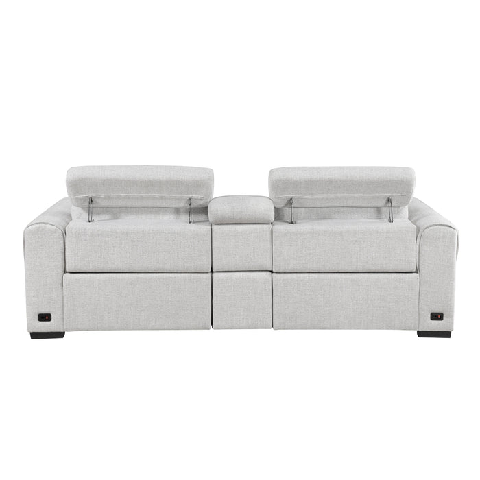 Homelegance - 9455CLD Power Double Reclining Love Seat with Center Console and Power Headrests, Charging Ports - 9455CLD-2CNPWH - GreatFurnitureDeal