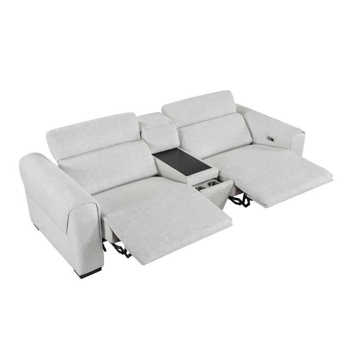 Homelegance - 9455CLD Power Double Reclining Love Seat with Center Console and Power Headrests, Charging Ports - 9455CLD-2CNPWH - GreatFurnitureDeal