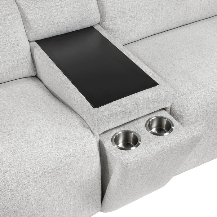 Homelegance - 9455CLD Power Double Reclining Love Seat with Center Console and Power Headrests, Charging Ports - 9455CLD-2CNPWH - GreatFurnitureDeal