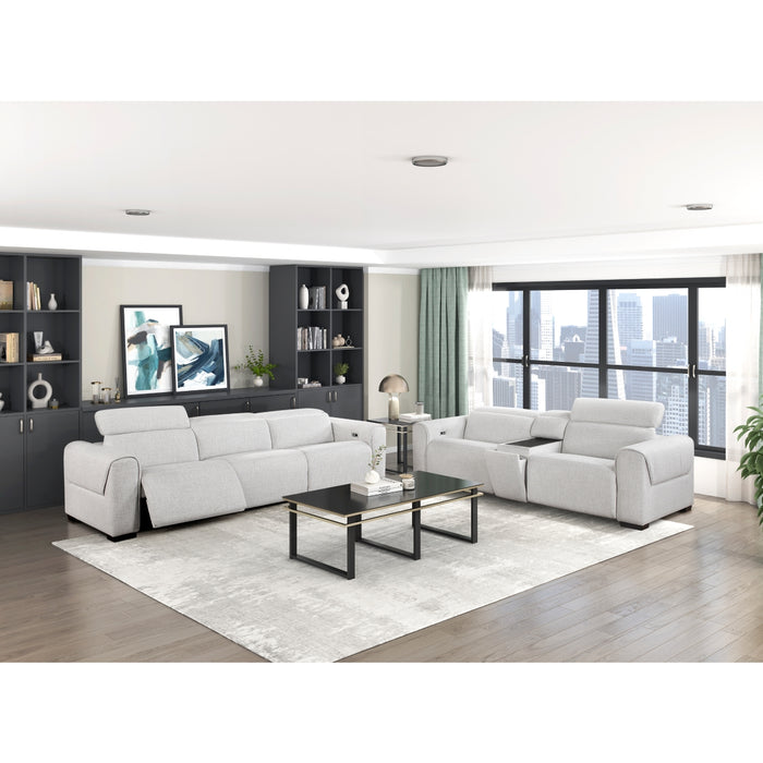 Homelegance - 9455CLD Power Double Reclining Love Seat with Center Console and Power Headrests, Charging Ports - 9455CLD-2CNPWH - GreatFurnitureDeal