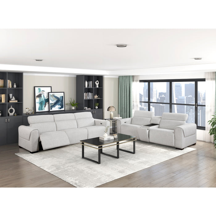 Homelegance - 9455CLD Power Double Reclining Love Seat with Center Console and Power Headrests, Charging Ports - 9455CLD-2CNPWH - GreatFurnitureDeal