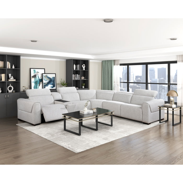 Homelegance - McPherson 6 Piece Power Reclining Sectional with Power Headrests in Cloud - 9455CLD*6LRRRPWH - GreatFurnitureDeal