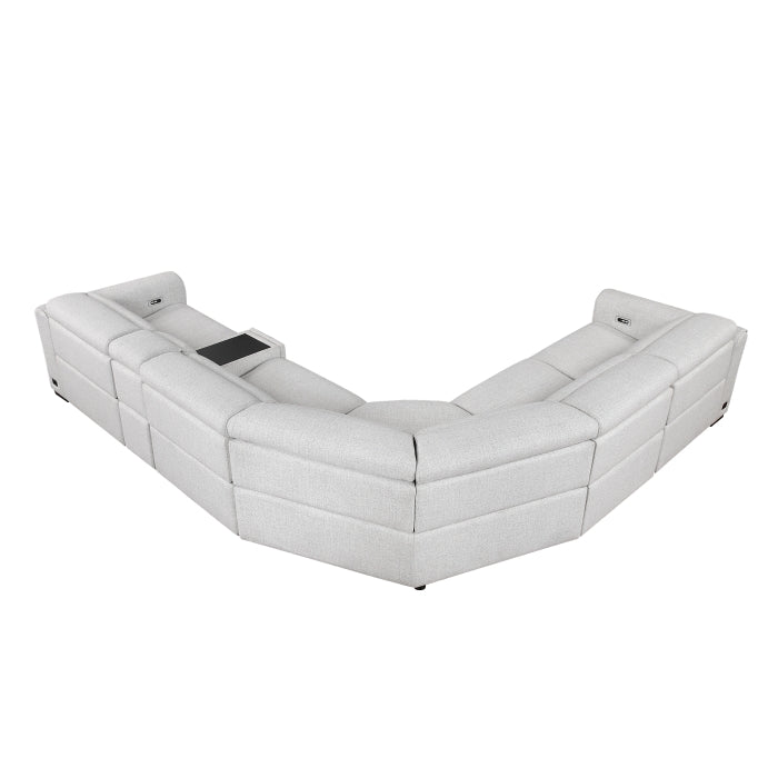 Homelegance - McPherson 6 Piece Power Reclining Sectional with Power Headrests in Cloud - 9455CLD*6LRRRPWH