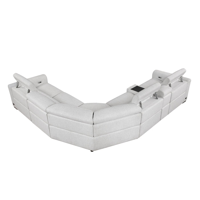 Homelegance - McPherson 6 Piece Power Reclining Sectional with Power Headrests in Cloud - 9455CLD*6LRRRPWH