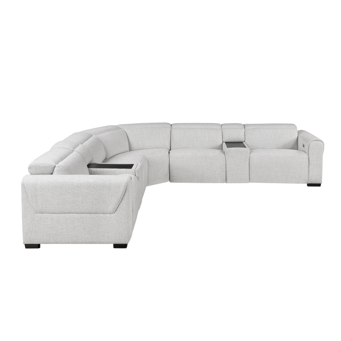 Homelegance - McPherson 7 Piece Power Reclining Sectional with Power Headrests in Cloud - 9455CLD*7LRRRPWH - GreatFurnitureDeal