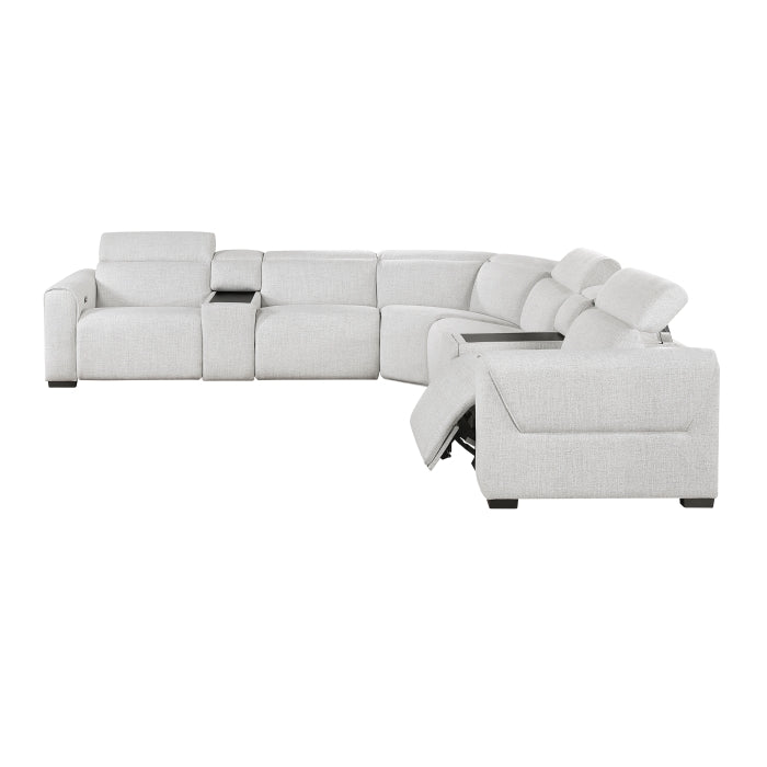 Homelegance - McPherson 7 Piece Power Reclining Sectional with Power Headrests in Cloud - 9455CLD*7LRRRPWH