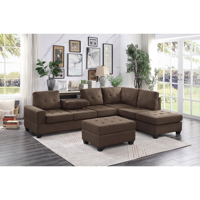 Homelegance - Maston 3 Piece Reversible Sectional in Brown - 9507CHC*3OT - GreatFurnitureDeal