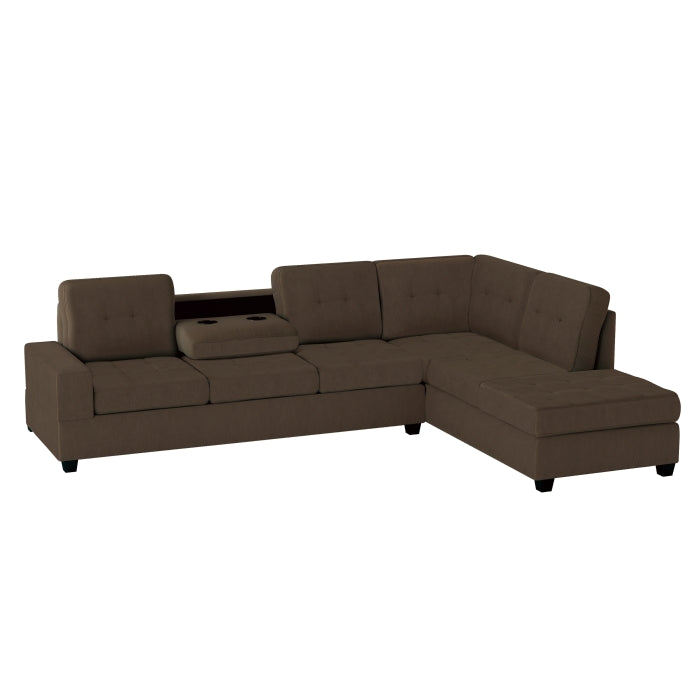 Homelegance - Maston 3 Piece Reversible Sectional in Brown - 9507CHC*3OT - GreatFurnitureDeal