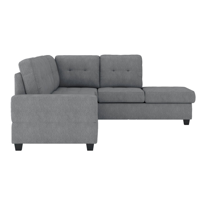 Homelegance - Maston 3 Piece Reversible Sectional with Drop-Down Cup Holders and Storage Ottoman in Gray - 9507DGY*3OT - GreatFurnitureDeal