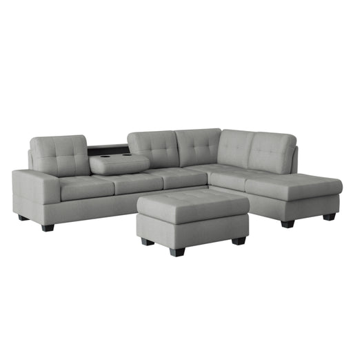 Homelegance - Maston 3 Piece Reversible Sectional in Gray - 9507GRY*3OT - GreatFurnitureDeal