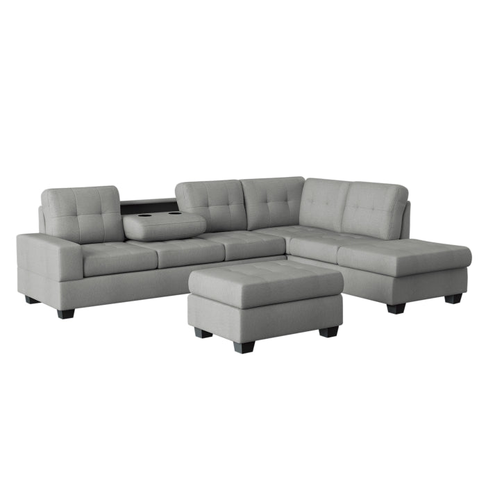 Homelegance - Maston 3 Piece Reversible Sectional in Gray - 9507GRY*3OT - GreatFurnitureDeal