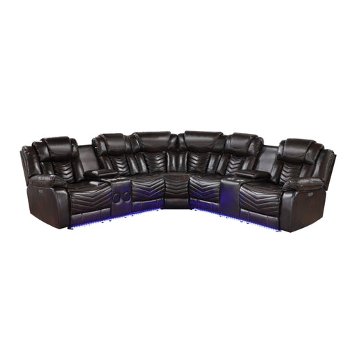 Homelegance - Bienvenue 3-Piece Power Reclining Sectional in Dark Brown - 9508DB*SCPW - GreatFurnitureDeal