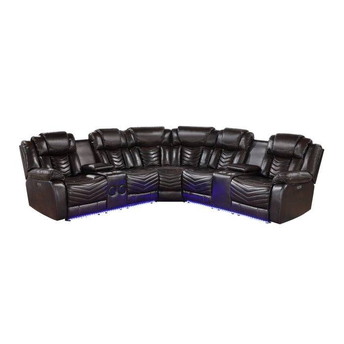 Homelegance - Bienvenue 3-Piece Power Reclining Sectional in Dark Brown - 9508DB*SCPW - GreatFurnitureDeal