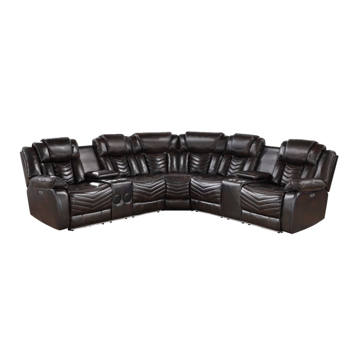 Homelegance - Bienvenue 3-Piece Power Reclining Sectional in Dark Brown - 9508DB*SCPW - GreatFurnitureDeal