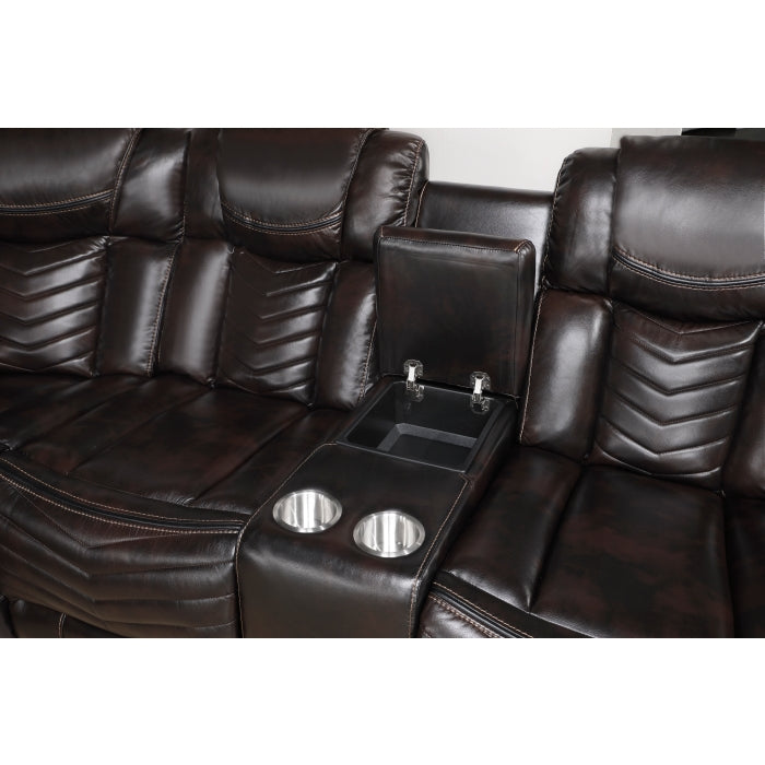 Homelegance - Bienvenue 3-Piece Power Reclining Sectional in Dark Brown - 9508DB*SCPW - GreatFurnitureDeal