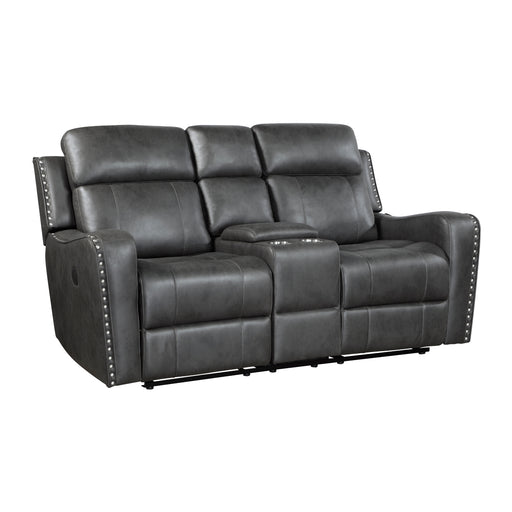 Homelegance - Kellen Power Double Reclining Loveseat with Center Console in Smoky Gray - 9515DGY-2PW - GreatFurnitureDeal