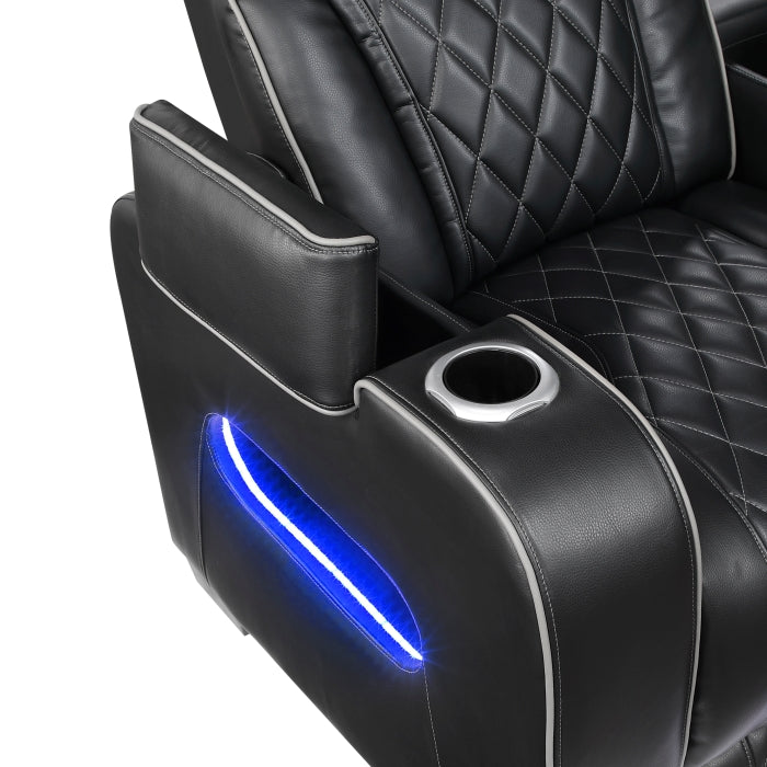 Homelegance - Fairway 3-Piece Power Reclining Sectional with Consoles in Black - 9516BLKS*32LCN2RCNPWH - GreatFurnitureDeal