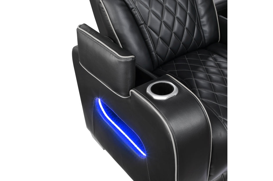 Homelegance - Fairway 3 Piece Power Double Reclining Living Room Set - 9516BLK*3PWH