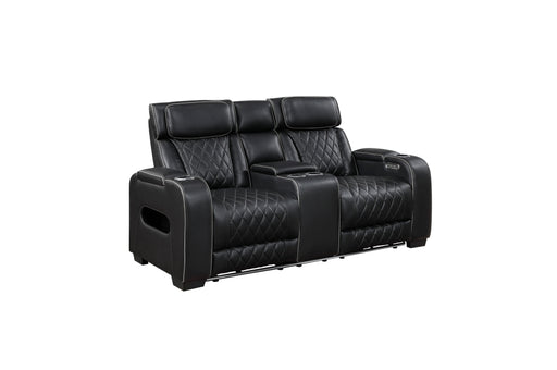 Homelegance - Fairway Power Double Reclining Loveseat with Center Console - 9516BLK-2PWH - GreatFurnitureDeal