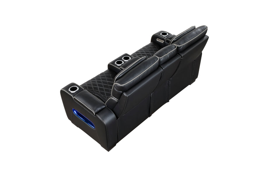 Homelegance - Fairway Power Double Reclining Loveseat with Center Console - 9516BLK-2PWH - GreatFurnitureDeal