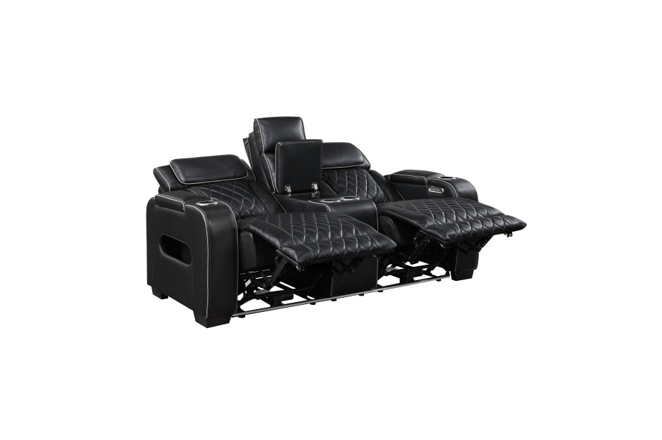 Homelegance - Fairway 2 Piece Power Double Reclining Living Room Set - 9516BLK*2PWH - GreatFurnitureDeal