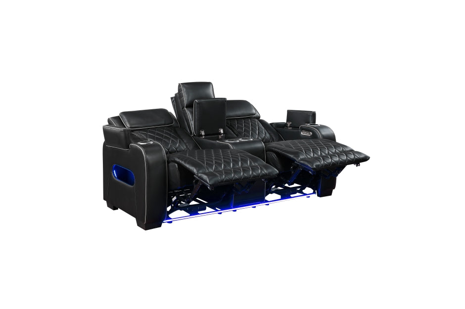 Homelegance - Fairway 2 Piece Power Double Reclining Living Room Set - 9516BLK*2PWH - GreatFurnitureDeal