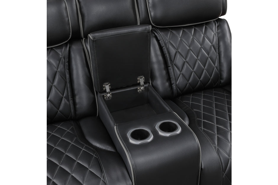 Homelegance - Fairway 3 Piece Power Double Reclining Living Room Set - 9516BLK*3PWH