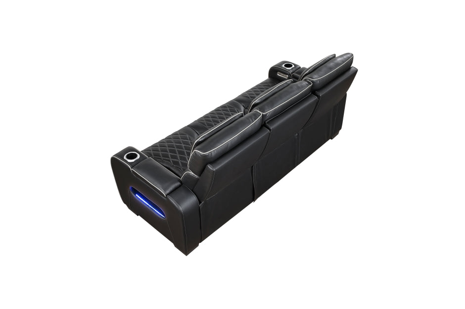 Homelegance - Fairway 3 Piece Power Double Reclining Living Room Set - 9516BLK*3PWH - GreatFurnitureDeal