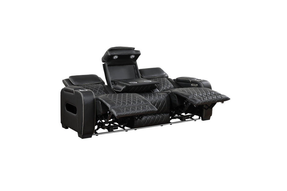 Homelegance - Fairway 2 Piece Power Double Reclining Living Room Set - 9516BLK*2PWH - GreatFurnitureDeal