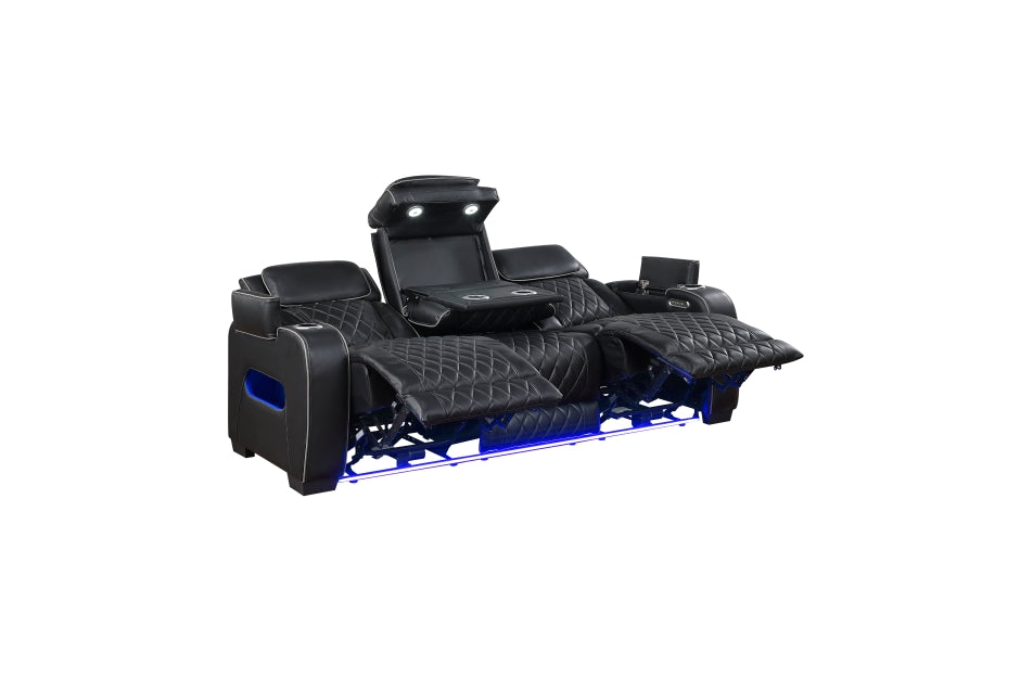 Homelegance - Fairway 3 Piece Power Double Reclining Living Room Set - 9516BLK*3PWH - GreatFurnitureDeal