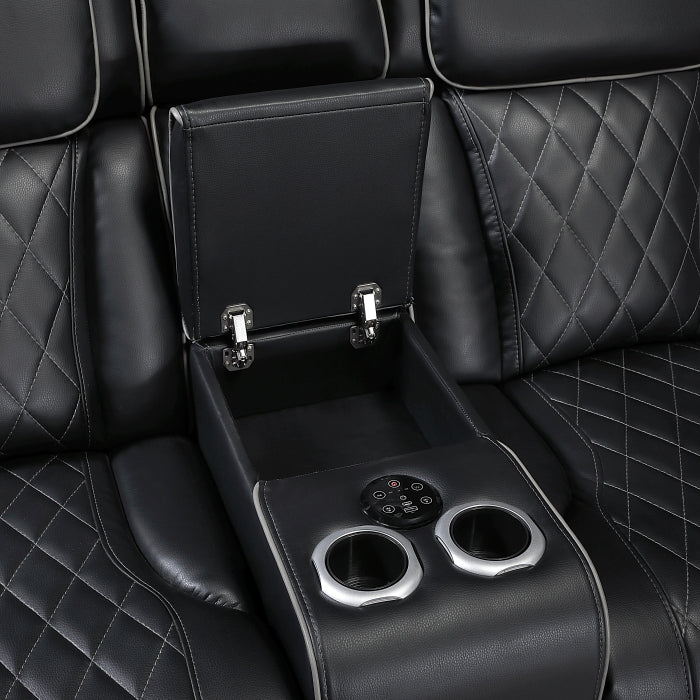 Homelegance - Fairway 3-Piece Power Reclining Sectional with Left Side Console in Black - 9516BLKS*32LCN3RPWH - GreatFurnitureDeal