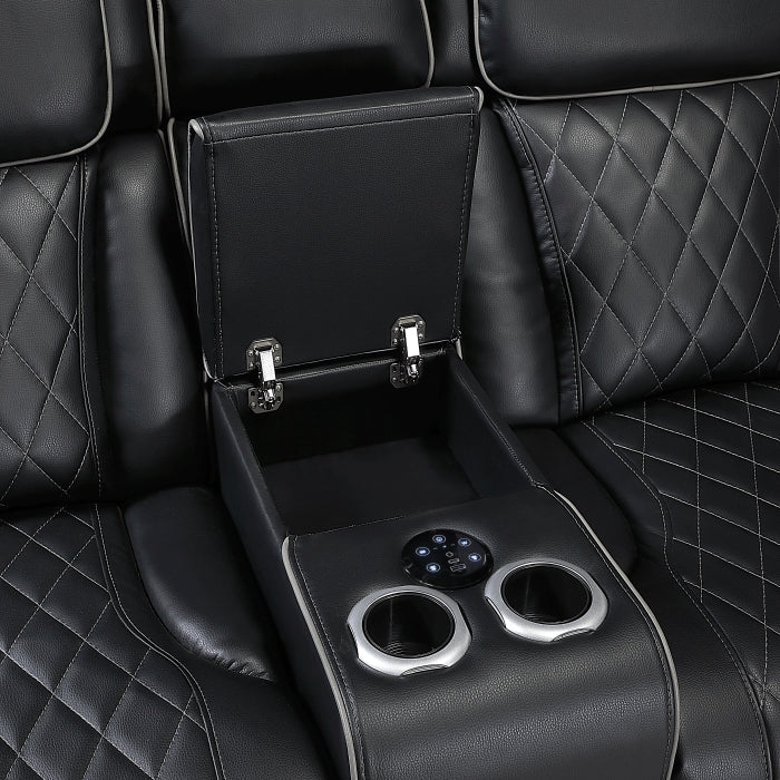 Homelegance - Fairway 3-Piece Power Reclining Sectional with Right Side Console in Black - 9516BLKS*33L2RCNPWH - GreatFurnitureDeal