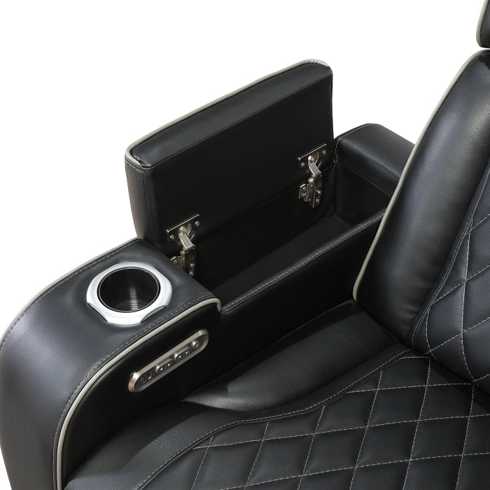 Homelegance - Fairway 3-Piece Power Reclining Sectional with Left Side Console in Black - 9516BLKS*32LCN3RPWH - GreatFurnitureDeal