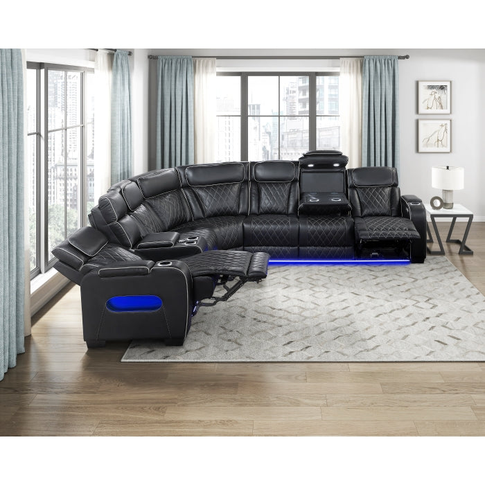 Homelegance - Fairway 3-Piece Power Reclining Sectional with Left Side Console in Black - 9516BLKS*32LCN3RPWH - GreatFurnitureDeal