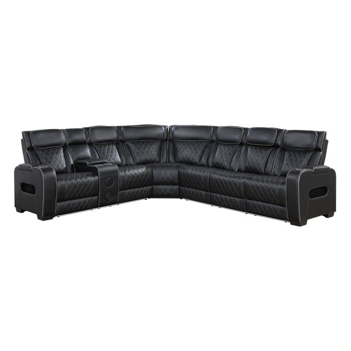 Homelegance - Fairway 3-Piece Power Reclining Sectional with Left Side Console in Black - 9516BLKS*32LCN3RPWH - GreatFurnitureDeal