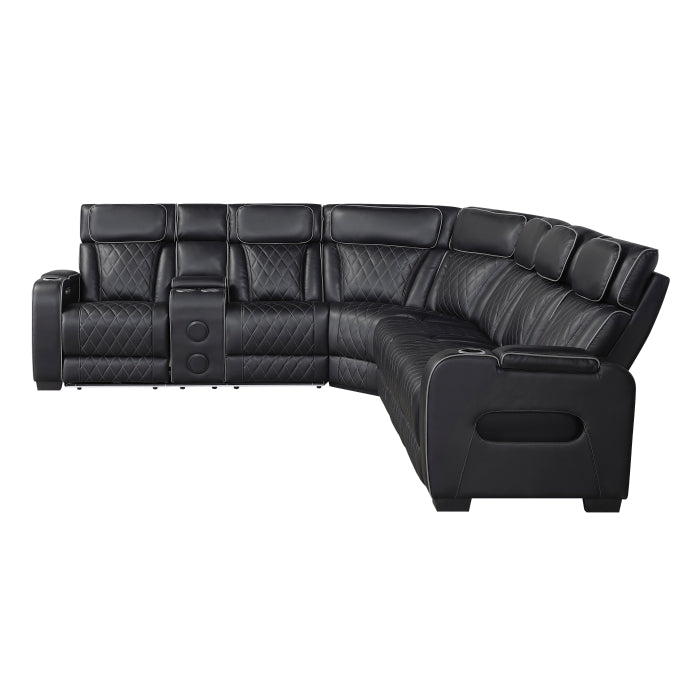 Homelegance - Fairway 3-Piece Power Reclining Sectional with Left Side Console in Black - 9516BLKS*32LCN3RPWH - GreatFurnitureDeal